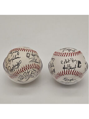 Lot of 2 Vintage Baseball Team Souvenir Facsimile Stamped Signature Baseballs